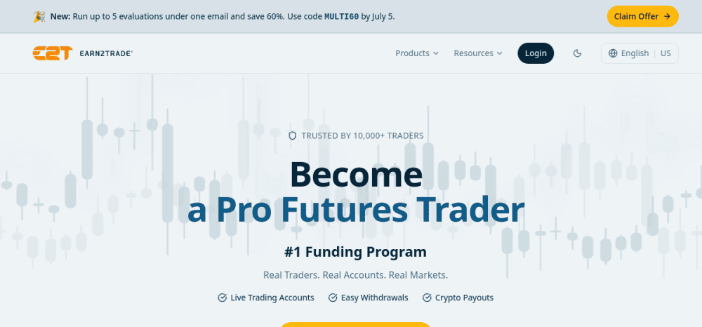 Earn2Trade homepage